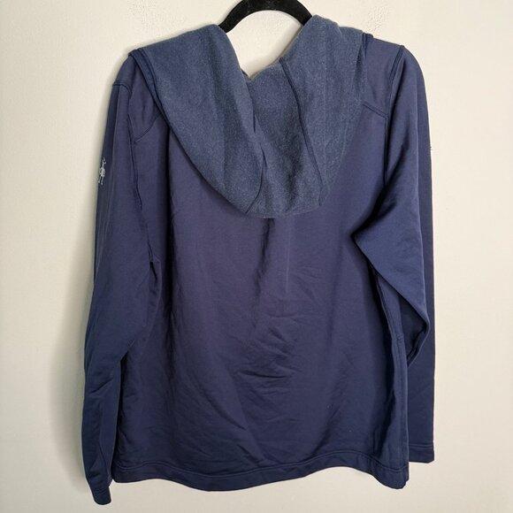 Smartwool Men's XL Blue Merino Sport Fleece Half Zip Hooded Pullover Casual Fall - Picture 3 of 5